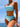 LIGHT BLUE RUCHED BIKINI SWIMSUIT SPLIT HIGH-STRETCH KNIT