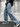 LOOSE-FITTING BLUE CARGO JEANS WITH ANKLE STRAPS SLIM STRAIGHT FIT