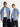 MATCHING BLUE PLAID LAPEL COLLAR SHIRTS PAIR