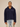 NAVY BLUE FLEECE JACKET WITH OVERSIZED DROPPED SHOULDER DESIGN