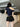 NAVY BLUE OFF-THE-SHOULDER TOP AND BLACK SHORTS IRREGULAR SHOULDER DESIGN