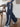 NAVY BLUE SWEATPANTS WITH WHITE STRIPES - RETRO GIRLS LOOSE FIT