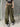 OLIVE GREEN CARGO PANTS WITH ADJUSTABLE DRAWSTRING AND LOOSE FIT