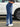 PATCHWORK FLARE JEANS RAW HEM TWO TONE DENIM