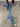 PATTERNED BLUE JEANS HIGH RISE BOYFRIEND CHIC FRINGE DESIGN