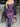 PURPLE FLORAL MESH DRESS WITH CONTRAST LACE LONG LENGTH