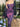 PURPLE FLORAL MESH DRESS WITH CONTRAST LACE LONG LENGTH