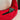 RED STRIPED HOBO BAG WITH EMBROIDERED DETAILS AND FIXED SHOULDER STRAPS
