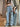 RIPPED WIDE-LEG DENIM JEANS BLUE PUNK FRAYED STYLE