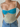 SLIM FIT CROCHETED TOP WITH LACE-UP V-NECK IN BLUE AND BEIGE