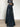 STUDDED BELT DENIM MAXI SKIRT STRETCH COTTON