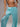 TURQUOISE SEQUIN HAREM WIDE LEG PANTS