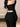 TWO PIECE SET BLACK SOLID COLOR ELASTANE FABRIC
