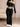 TWO PIECE SET BLACK SOLID COLOR ELASTANE FABRIC