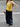 VIBRANT YELLOW CAMI AND BLACK CARGO PANTS SET WITH BOLD LETTER PRINT