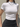WHITE CROP MOCK NECK SHORT SLEEVE TOP WITH SOFT COTTON AND STRETCHY SPANDEX