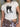 WHITE CROP TOP WITH BLACK CAT GRAPHIC - BLACK CAT PRINT DESIGN