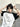 WHITE OVERSIZED STAR T-SHIRT WITH BLACK SLEEVES IN KOREAN STYLE