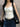 WHITE RIBBED ROUND NECK TANK TOP WITH BUTTONS AND POCKET FOR EFFORTLESS TRANSITION - Sweetheart Supplies