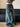 WIDE LEG ADULT JEANS WITH RED LETTERING IN BLUE