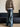 WIDE LEG ADULT JEANS WITH RED LETTERING IN BLUE