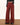 WINE RED WIDE-LEG JEANS WITH BLACK BELT FOR WOMEN