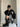 Y2K BLACK RACING JACKET WITH CHAIN AND PLUSH TOY