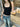 YELLOW TANK TOP AND BLACK SWEATPANTS SET IN SOFT KNIT FABRIC