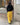 YELLOW WIDE LEG TRACK PANTS WITH BLACK STRIPES - AMERICAN RETRO STYLE