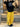 YELLOW WIDE LEG TRACK PANTS WITH BLACK STRIPES - AMERICAN RETRO STYLE
