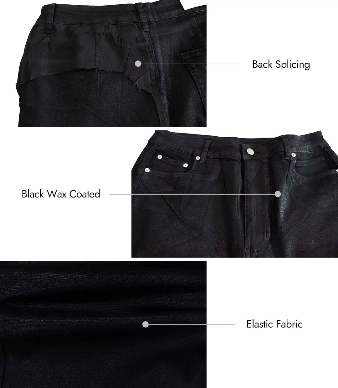 PANTALON EN JEAN TAILLE MOYENNE À BAS PATTE D'ÉPHAUE AVEC MOTIF ÉPISSÉ