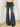 Printed Washed Distressed Flared Jeans