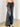 Printed Washed Distressed Flared Jeans