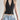 Black Deep V-Neck Zipper Halter Top