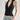 Black Deep V-Neck Zipper Halter Top