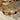 BEADED STRETCH BRACELET: BROWN BEIGE SQUARE, GOLDEN PLATING, ZINC ALLOY