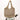 BEIGE KNIT TOTE BAG WITH FIXED SHOULDER STRAPS