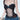 BLACK BUSTIER TOP WITH BLUE ACCENTS AND DOT PATCHWORK SHEER DESIGN
