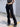 BLACK CARGO PANTS WITH METAL HARDWARE LOW WAIST FLARED TROUSERS