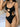 BLACK CUT-OUT CAMI BODYSUIT WITH CHAIN NECKLACE Y2K SLIM FIT