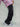 BLACK DENIM PANTS WITH SIDE STRAPS WASHED RIPPED DENIM