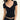 BLACK FITTED V-NECK TOP WITH CLASSIC SHORT SLEEVES