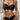 BLACK FLORAL LINGERIE SET WITH BOW TIE
