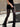 BLACK LACE BELL-BOTTOM PANTS WITH CAPTIVATING LACE INSERT