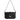 BLACK LEATHER SHOULDER BAG WITH GOLD BUCKLE FOR WOMEN