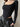 BLACK LONG-SLEEVED CROP TOP WITH SQUARE NECKLINE - BLACK SLIM FIT