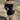 BLACK OFF-SHOULDER MINI DRESS WITH WHITE LACE AND RIBBON ACCENTS