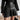 BLACK PLEATED FAUX LEATHER SKIRT SOLID COLOR