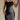BLACK RIBBED HALTER DRESS WITH STRAPPY DETAILS