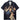 BLACK SHORT SLEEVE SHIRT WITH PAINTING AND SLEEVE LAPEL BUTTON